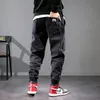 ストリートFIデザイナージーンズメンレトロブラックグレーストレッチカジュアルデニムカーゴパンツHOMBRE HIP HOP JOGGERS MEN LOSE OUNSERS W2C4＃