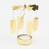 Candle Holders Gold Silver Metal Rotating Tea Light Holder Romantic Ornaments Party Table Decoration Household Christmas