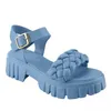 Sandaler Ny modell 2023 sommar stora kvinnors skor 36-43 Trend tjock botten knapp avslappnad strand H2403287TJL