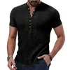 Męskie koszule luźne męskie męskie top bawełniany lniany kolekcja koszuli oddychania letnie topy do codziennego noszenia v szyja krótka