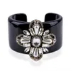 Bangle HAHA&TOTO Trendy Black Resin Inlaid Handmade Crystal Beaded Flower Statement Women Jewelry 3297215K