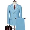 2 Stück Anzug Mantel Hosen Set / 2023 FI Neue Herren Casual Busin Solid Color Zweireiher Hochzeit Blazer Jacke Hose D7hd #