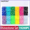 Tips 19200pc/box 24 Grids Nail Art Decorations Flatback Diamond 12 Colors Ab Rhinestones Set 3/4/5mm Crystal Resin Nail Rhinestones