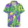 Mardi Gras Camo Chemises décontractées Camoue colorée Chemise hawaïenne à manches courtes Blouses tendance Homme 3XL 4XL p9ih #