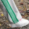 Men's Pants Men Women 1:1 Striped Embroidery Butterfly Needles Track AWGE Trousers Grey Green Webbing