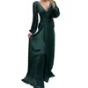 Casual Dresses Elegant Women Banquet Dress V-neck Long Lantern Sleeve Pleated Wrapped Chest Waist Tight Ruffle Hem Evening