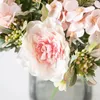Fiori decorativi Rosa peonia artificiale seta rosa ortensia bouquet vaso per decorazioni domestiche festa matrimonio sposa piante finte