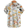 Summer Hawaiian Shirt Mens 3d Animal Printing Shirt Angry Cat Catal Short -sleeved Stereo t -shirt Large Size Top T7ip#