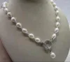 Chaînes nouées à la main naturel 45cm 10-12mm collier de perles blanches pendentif élégant zircon accessoires fermoir