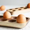 Machines Japanese Style Wooden Double Row Egg Storage Box Home Organizer Rack Eggs Refrigerator Holder Kitchen Fresh Keeping Accessories