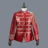 мужчины классический придворный пиджак сценические костюмы для певцов DJ Paillette Sier белый красный черный Slim Fit блесток костюм куртка мужская куртка u24R #