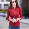 #0387 Turtleneck T Shirt Women Long Sleeve Solid Color Warm Zipper Short Tshirt Female Elegant Office Womens Autumn 240328