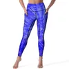 Dames Legging Hippie Tie Dye Sexy Blauw Modern Fitness Gym Yoga broek Hoge taille Rekbaar Sportlegging Met zakken Esthetische leggings