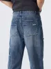 Mannen Vintage Jeans Patchwork Fi Losse Rechte Broek Mannelijke Streetwear Koreaanse Baggy Brede Casual Denim Broek J4m1 #