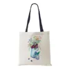 Opbergtassen Mode Dames Tote Bag Milieuvriendelijke opvouwbare herbruikbare shopper Bloemen Dubbelzijdig bedrukt College boekentas