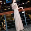 Casual Dresses Temperament Dress For Women's Clothing Solid Color Sequin Fringe V-neck Sleeveless Long A-line Elegant Evening Gown M376