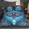 Bettwäsche -Sets Gothic Moth Duvet Cover Butterfly Geometrische Halloween für Jungen Mädchen Teenager Mystic Fantasy Dorm Dekorative Marine Blau