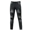 Mannen Geschilderd Stretch Skinny Jeans Slim Fit Ripped Distred Geplooide Knie Patch Denim Broek Merk Casual Broek Voor Masculina 33Dk #