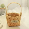 Vases 1PC Wood Chip Hand Woven Basket Flowers Wicker Baskets Decorative Fruit Snack Bread Vegetable For Organizing