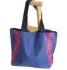 Utomhuspåsar 2022 Handväska Baseball Stitching Mix varje 5 färger 16.5x12.6x3.5inch Mesh Handle Shoder Bag Stitched Print Tote Beach SPOR DHIT4