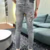 Printemps Automne Boyfriend Jeunesse Élégant Denim Designer Impression Graphique Li Hot Drill Casual Gris Slim Cargo Hommes Jeans Pantalon Mâle I3bz #