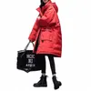 2023 Winter New Red Hooded Down Coat Women's Thicken Parker Korea Loose 90% White Duck Down Coats Fi Lg Overcoat Female a0Ye#