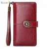 Wallets Fashion Women Clutch Wallet Cow Leather Female Long Zipper Purse Strap Coin Iphone245g