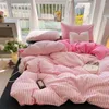 Sängkläder sätter söt seersucker bomull 4-stycken set enkel randig jacquard quiltplåt student sovsal 3-stycken