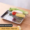 Albums Rectangular Storage Plates Oven Baking Tray Oil Filter Pan Stainless Steel Bakeware Grid Wire Cooling Rack Kitchen Utensils