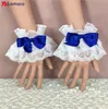 Mehrfarbige süße Lolita Handfesseln mit Schleife, Spitzenbesatz, Maid, Cosplay, Kostümzubehör für Frauen, Mädchen, Armband, Armband F6kB #