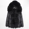 Cappotto antivento di alta qualità Piumino da donna in piumino d'oca invernale Cappotti a bolle di lusso con finiture in vera pelliccia di volpe