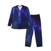 Домашняя одежда Мужские пижамы Space Galaxy Sleep Nightwear с абстрактным принтом, винтажные пижамные комплекты из 2 предметов, модный костюм большого размера с длинными рукавами