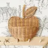 Baskets Hand Woven Apple Shape Rattan Basket EcoFriendly Wicker Hanging Sundries Storage Basket Home Decor For Wall Storage Organizer