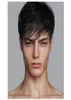 Korta män rak syntet för manlig hårfleeciness realistiska naturliga svart simulerar mänsklig hårbotten toupee wigs1351346