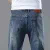 fi Mannen Stretch Lichtblauwe Jeans Busin Losse Klassieke Jeans Casual Denim Lg Broek Slim Fit Man Cool Dad Retro broek d449 #