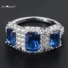 クラスターリングShipei Luxury 925 Sterling Silver Ruby Tanzanite Wedding Engagemen