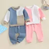 Clothing Sets Autumn Toddler Boys Fall Outfits Contrast Color Long Sleeve Sweatshirts And Solid Pants Spring Clothes Set