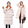 Pulabo Doudoune longueur genou pour femme versi coréenne ample et épaissie m 90 veste à capuche en duvet de canard blanc pour l'hiver T2nm #