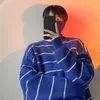 Męska kurtka odzieżowa w paski Sweter Knit Sweter Mężczyzna wysoko kołnierz Turtleeck Blue Coat Pullovers Sweat-shirt wełna Koreańska fi Old T 21ii#