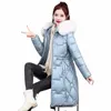 2023 nuove donne giù Cott cappotto giacca invernale femminile di media lunghezza Versi Parka Slim Fit di spessore Outwear con cappuccio collo di pelliccia soprabito U6ek #