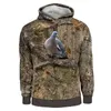 Man 3D Bluzy Fi Camo Hunting Animals Bird Streetwear Bluza LG Sleeve Casual Pullover Męs