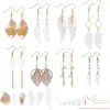 Charm 1box Diy 8 Pairs Natural Shell Pearl Earrings Making Kit Wing Leaf Feather Shell Charms Pendants Glass Pearl Beads Earring Hooks