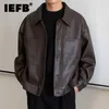 남성용 가죽 가짜 가죽 IEFB 가을 겨울 남성 가죽 재킷 한국 스타일 느슨한 오토바이 의류 짧은 푸 코트 루프안 잘 생긴 겉옷 9C3082 240330