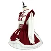 rosso carino Lolita Maid Dr Costumi Cosplay Suit per ragazze Donna Waitr Maid Party Costumi di scena y4Pb #