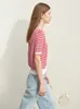 Amii Medior Sched Scenlet Sweater for Women 2024 Summer New Round Round Dulver Pullover Shorted Seleve Plouse 12412007 S3NV#