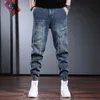 Herrbyxor 2023 Vår/sommar ny mode trend retro elastiska hare byxor mens avslappnad komfort stor storlek varm hög kvalitet jeans m-3xl j240328