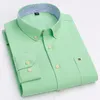 Chemises décontractées pour hommes Cott Oxford Plaid Strip Couleur unie Lg manches Butt Up Regular Fit Busin Dr Shirt pour hommes vêtements 810y #