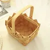 Vases 1PC Wood Chip Hand Woven Basket Flowers Wicker Baskets Decorative Fruit Snack Bread Vegetable For Organizing