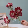 6 simulação 3 buquê pçs/lote cabeças artificiais para casa decoração de casamento seda peônia festa de natal falso flor grinalda