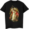 saint Michael Destroy The Devil Catholic Christian T Shirt Men's Cott Short Sleeve T-shirt Hip Hop Tee Top Harajuku Streetwear r7Lu#